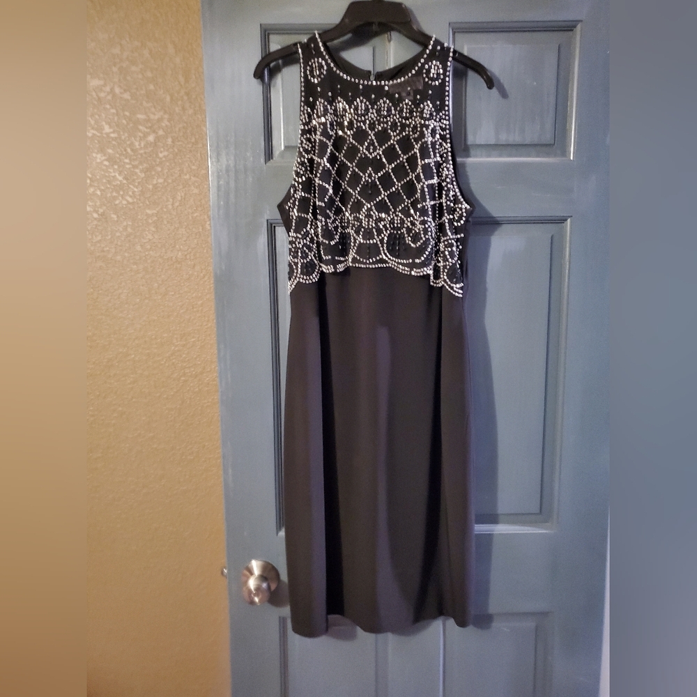 Elegant Black Dress with Silver Beading
